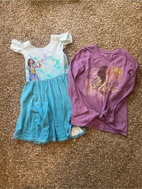 Girls Disney Princess Teal Dress + Purple Long Sleeve Top